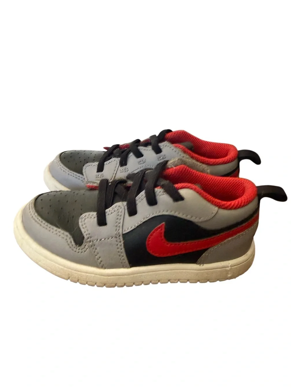 Air Jordan 1 Low Flyer Kids Sneakers in Black/Cement & Red-Size 9C